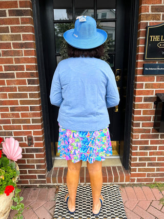 Beachtime by Lulu B Periwinkle Button Cardigan with Cha Cha Dress Back