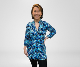 Lulu B Blue Maze Button Tunic