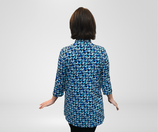 Lulu B Blue Maze Button Tunic