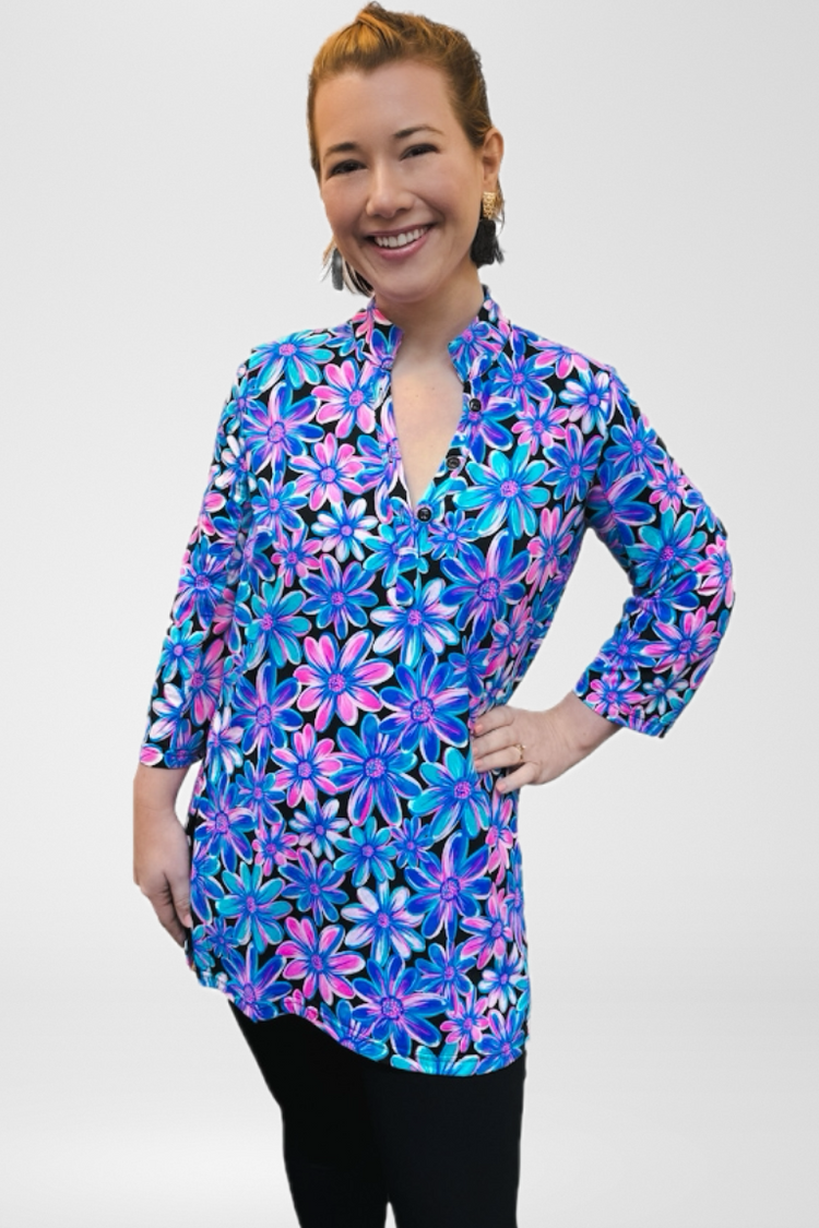 Beachtime by Lulu B Spring Bouquet Button Tunic – Blooming Boutique