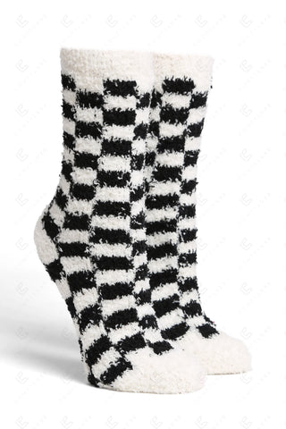 Ultra Soft Checkered Comfy Socks Black