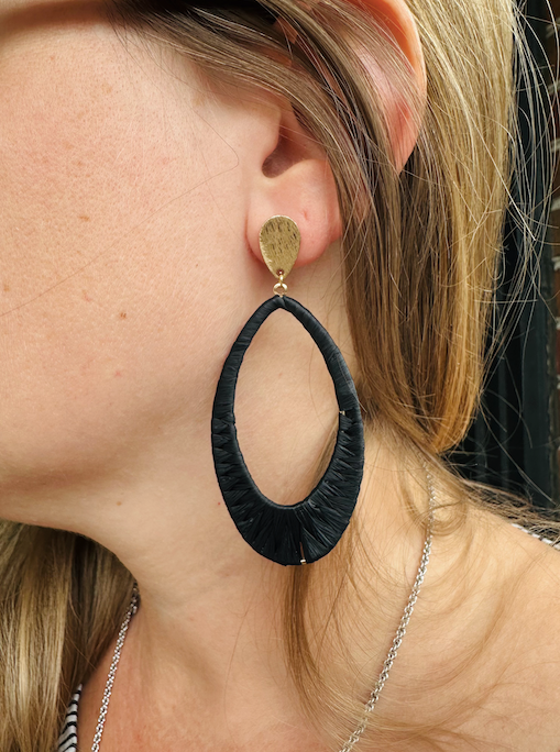 Black Oblong Hoop Earrings