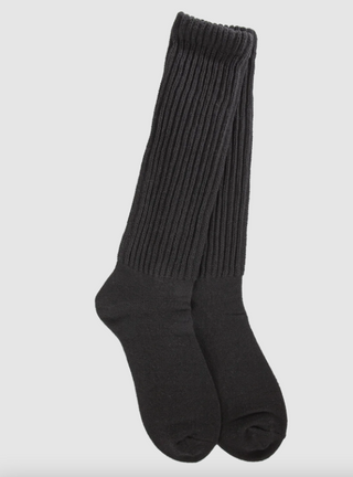 Black Holiday Slouch Crew Socks