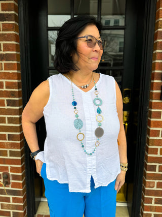 Blue and Gold Beaded Necklace