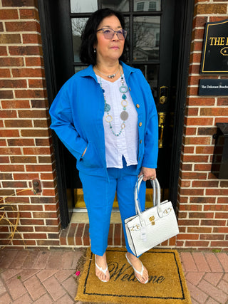Blue and Gold Beaded Necklace