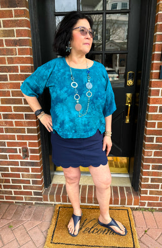 Blue and Gold Beaded Necklace