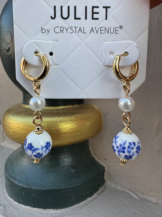 Blue and White Porcelain Earrings