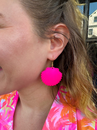 Bright Hot Pink Shell Earrings