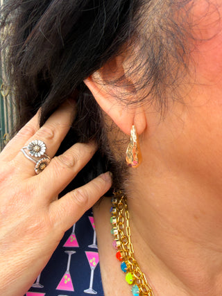Hammered Gold Pearl Earrings