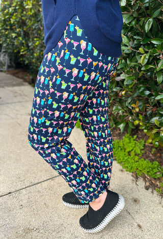 Lulu B Multicolor Cocktails Secret Pocket Capri Legging