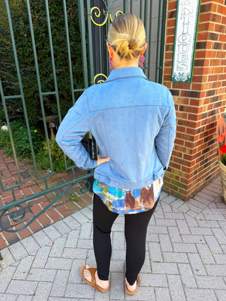 Tango Mango Chambray Blue Faux Suede Jacket
