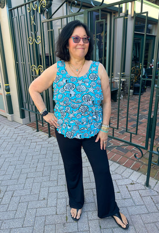 Lulu B Cha Cha Clear Turquoise Shells Tank