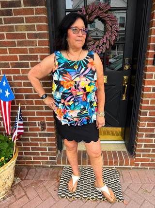 Tango Mango Tropical Floral Print Cha Cha Top