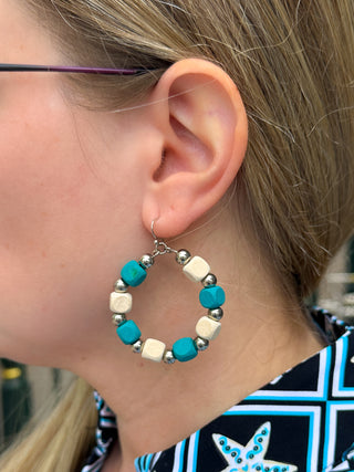 Turquoise and White Multi Earrings