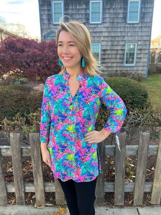 Beachtime by Lulu B Splatter Multi Button Tunic