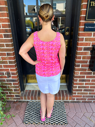 Lulu B Pink and Orange Chevron Basic Tank