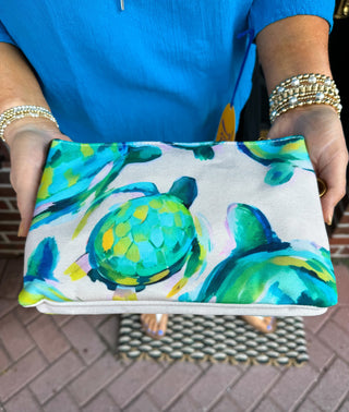 Watercolor Turtle Clutch Bag