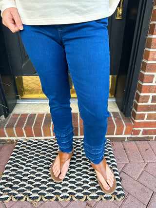 Lulu B Denim Fringe Pant Dark Wash