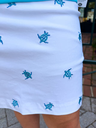 Bangladine by Lulu B White Embroidered Turtles Skort