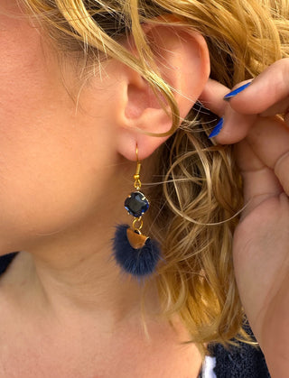 Navy Mini-Poof Earrings