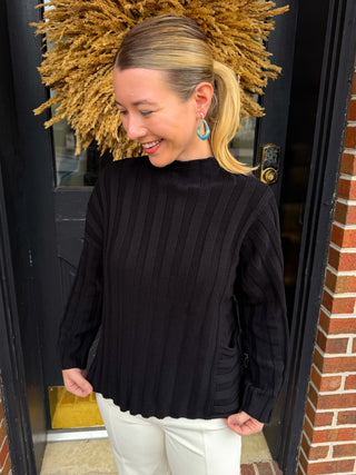 Olivia by Habitat Black Rib Pocket Pullover
