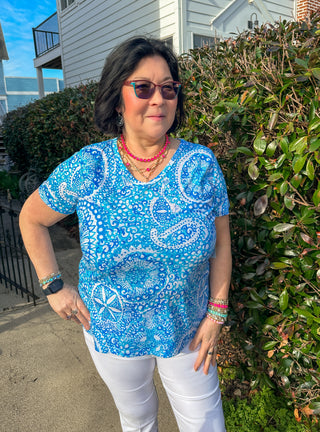 Tango Mango Paisley Waters V-Neck T-Shirt