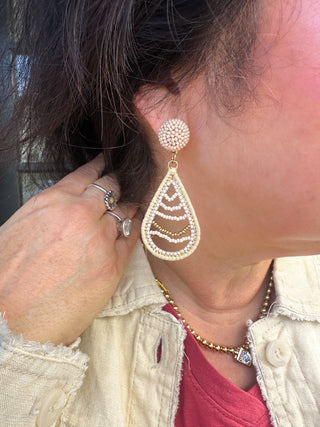 Natural Teardrop Beaded Earrings
