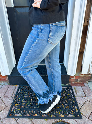 EverStretch Straight Ankle Jeans with Bottom Embroidery