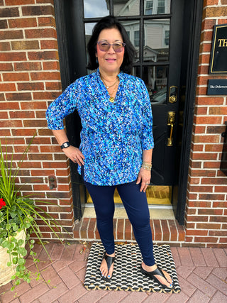 Lulu B Dark Blue Vine Button Tunic