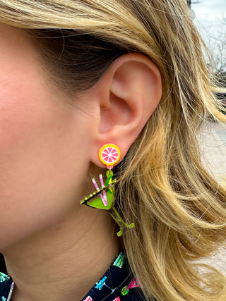Bright Martini Drink Earrings
