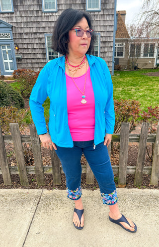 Lulu B Turquoise Zip Jacket