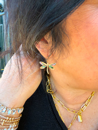 Abalone Dragonfly Earrings