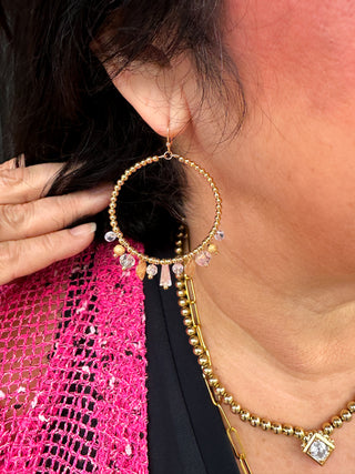 Gold and Crystal Hoop Earrings