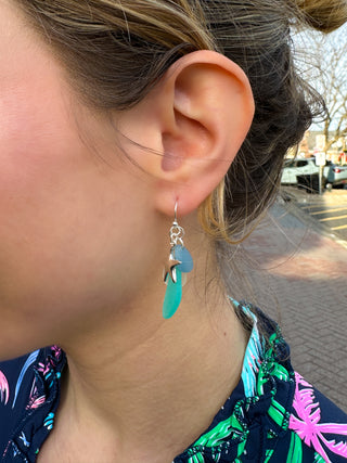 Silver Starfish Seaglass Earrings