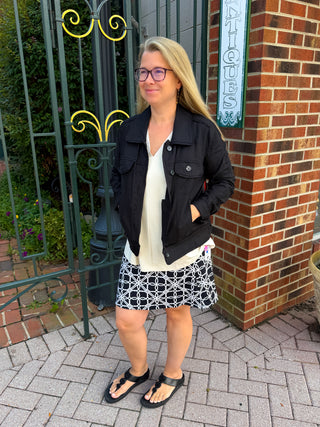 Lulu B Black and Stone Loops UPF 50+ Zip Skort