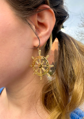 Gold Sparkle Compass Earrings