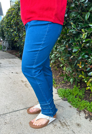 Lulu B Denim Fringe Pant Dark Wash