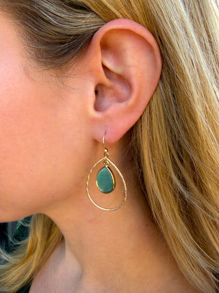 Seafoam and Gold Drop Earrings