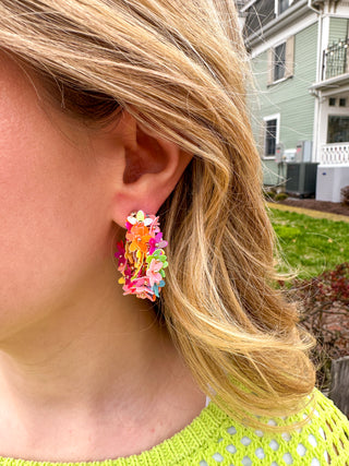 Multicolor Flower Hoop Earrings