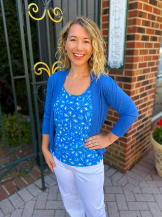 Beachtime by Lulu B Periwinkle Flower Power Basic Tank