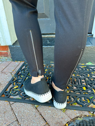 Lulu B Black Rhinestone Capri Leggings