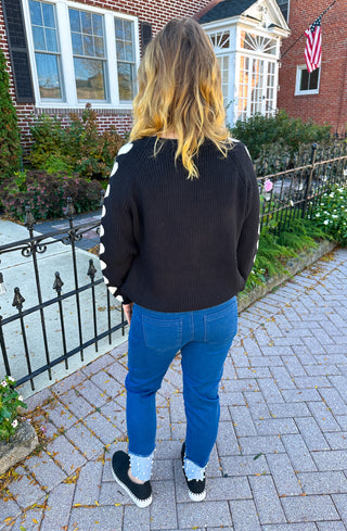 Lulu B Dark Wash Denim Cuff Pearl Pant