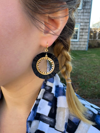 Black Threaded Dangle Earrings