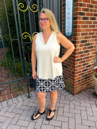 Lulu B Black and Stone Loops UPF 50+ Zip Skort
