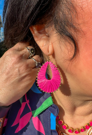 Fuchsia Woven Earrings