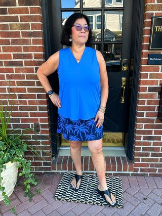 Lulu B Blue Sleeveless V-neck Tank