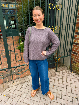 Escape by Habitat Rosewater Diamond Texture Crewneck Sweater