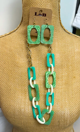 Mint Green Gold Necklace Set