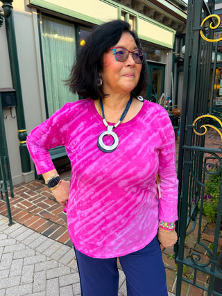 Escape by Habitat Mystic Dyed Fuchsia High Low Cotton Tee
