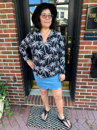 Lulu Scallop Light Denim Skort